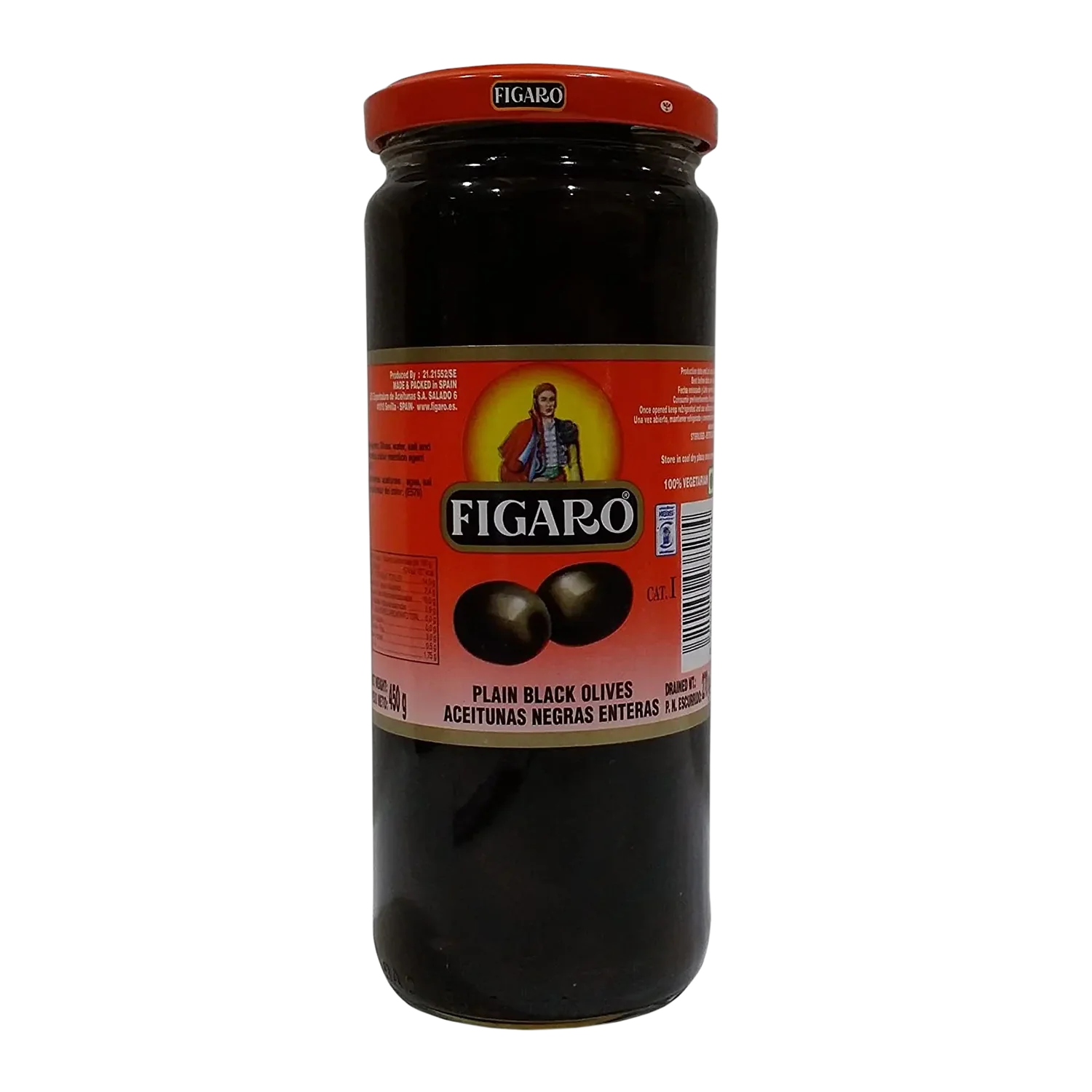 Figaro Plain Black Olives 450 G