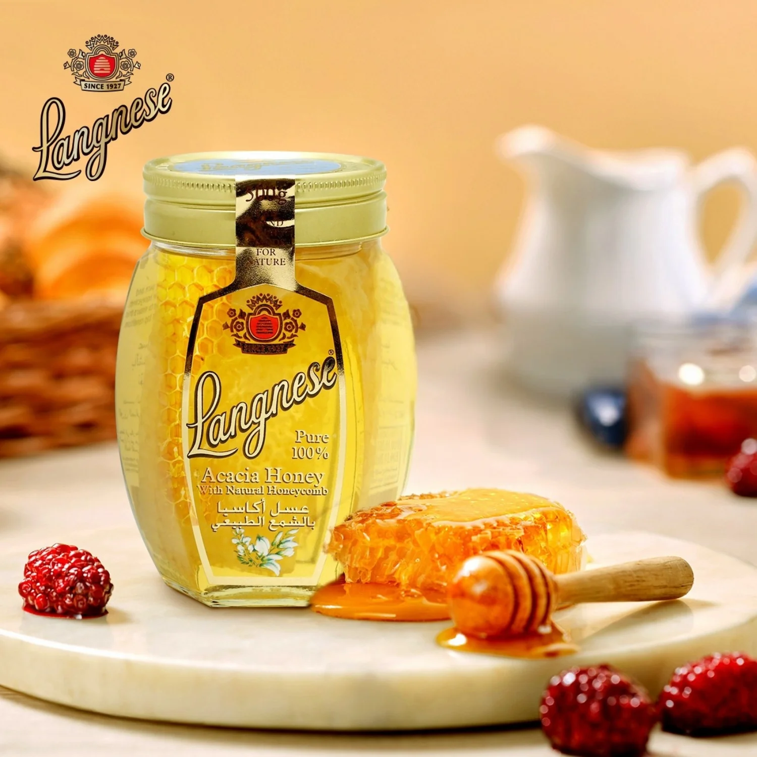 Langnese 100% Pure Acacia Honey with Honeycomb 500 G - Image 2